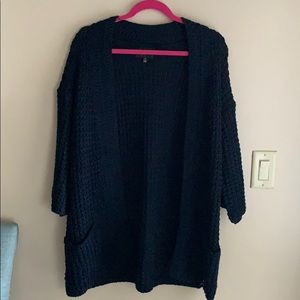 Navy 3/4 Sleeve Oversized Cardigan/ Open Sweater